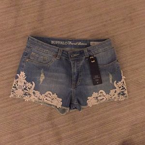 Denim with lace shorts